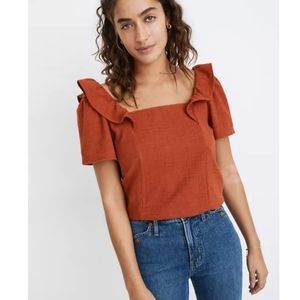 Madewell Crosshatch Ruffle Top